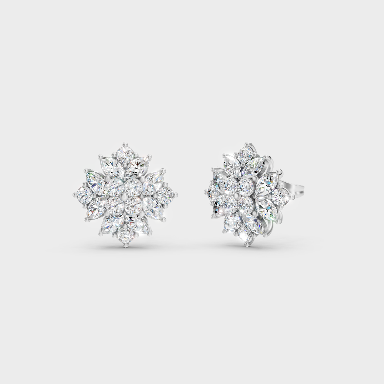 GLI Certified 2.6 Ct TW Round And Marquise Lab-Grown Diamond Stud Earrings In 14K White Gold